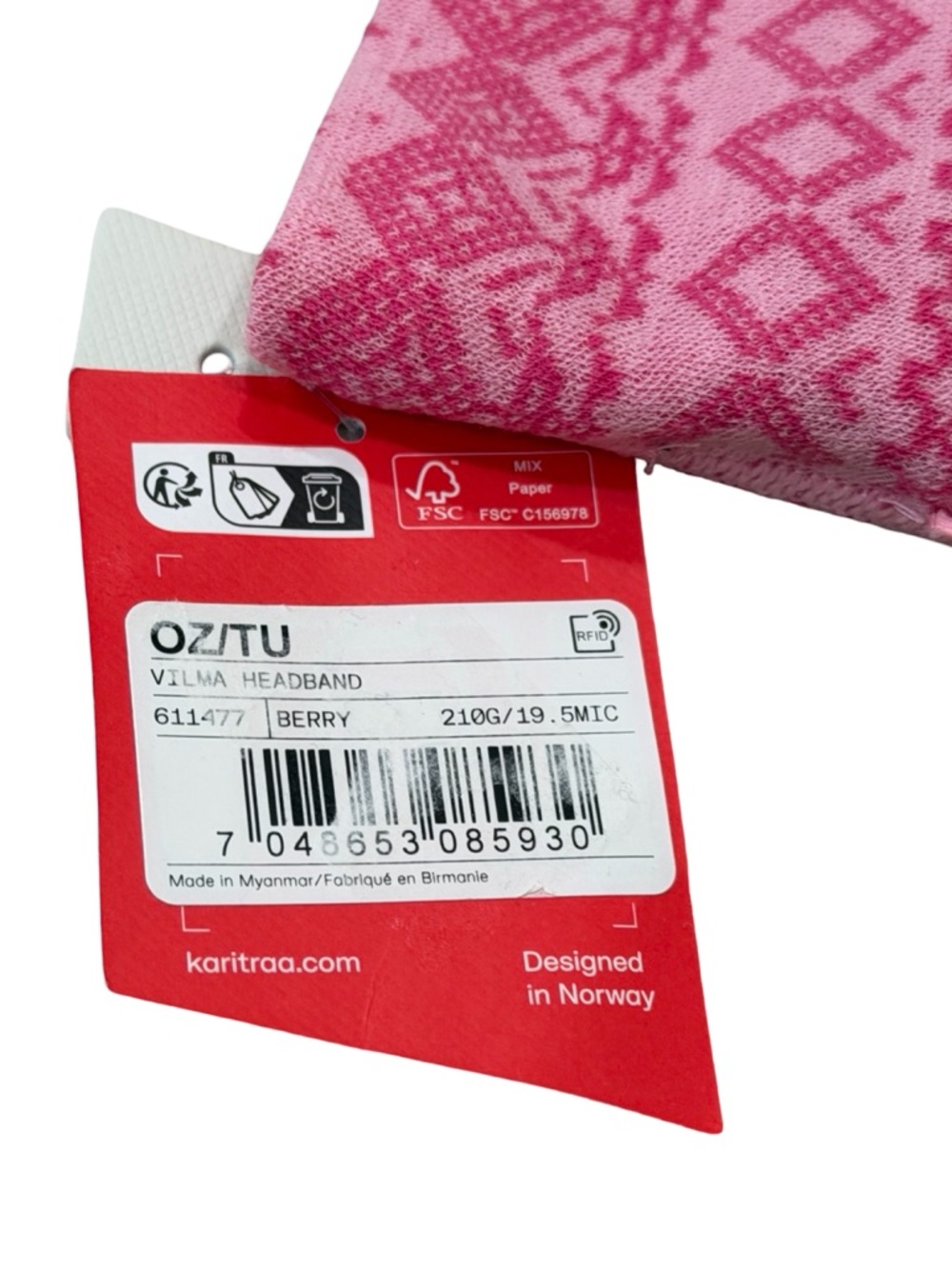 NWT Kari Traa Vilma Headband In Berry Pink - Picture 2 of 5
